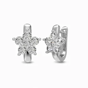 S925 Sterling Silver Flower Stud Earrings With Sparkling Zirconia Inlaid Huggie Earrings For Women Fashion Jewelry