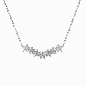 Collier Pendentif Fleur à Cinq Pétales en Argent Sterling 925 pour Femmes Incrusté Zirconia Élégant Style Forêt Chaîne Clavicule