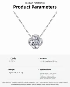 Detail specifications of S925 silver clover necklace with 5A zircon and size parameters