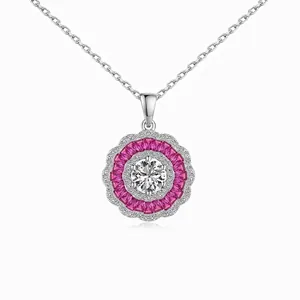 Collana a Girasole in Argento Sterling 925 per Donna Ciondolo Floreale Rotondo Pavé con Zirconia 5A Collana in Zircone alla Moda Regalo Gioielli Eleganti