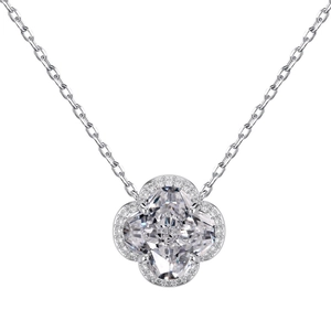 Exquis collier trèfle en argent sterling S925 avec incrustation de zircon brillant