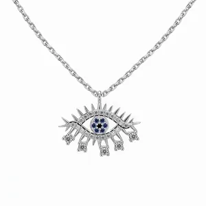 Collier Pendentif Mauvais Œil en Argent Sterling 925 pour Femmes Incrusté de Zirconia Chaîne de Clavicule Bijoux Mode Argent