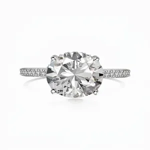 Exquisite 925 Sterling Silver Oval Zirconia Ring Four Prong Pave Setting Engagement Wedding Ring For Women Fashion Jewelry