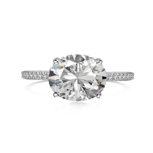 Elegant 2 carat round cut S925 sterling silver ring with pavé setting for wedding