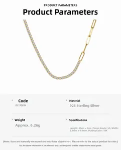 Macro detail of S925 sterling silver chain with 18K gold plating and cubic zirconia settings
