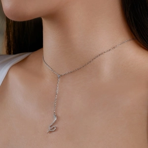 Elegante S925 Silber Schlangenkette mit Quaste und Zirkonia Besatz für Damen