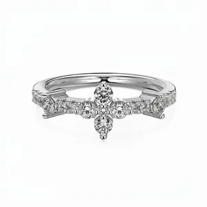 925 Sterling Silver Clover Zirconia Ring For Women Elegant Individual Inlaid White Gold Plated Fashion Jewelry Finger Ring