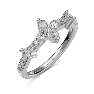 Elegant S925 sterling silver ring featuring a sparkling clover cross with zircon stones