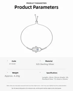 Détails pour un bracelet en argent 925 avec pendentif main de Hamsa et zircons étincelants