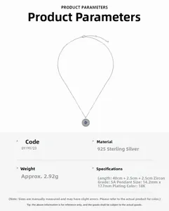 Detailed specs of S925 sterling silver evil eye necklace with blue zircon and pavé stones