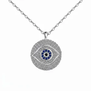 925 Sterling Silver Evil Eye Necklace For Women Round Zirconia Inlaid Clavicle Chain Light Luxury Fashion Jewelry Accessory