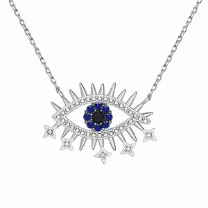 Collier Pendentif Mauvais Œil en Argent Sterling 925 pour Femme Incrusté de Zirconia Breloques Étoiles Chaîne Réglable Bijoux de Mode