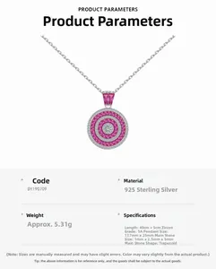 Detail of 925 sterling silver necklace with baguette-cut pink and white zircons