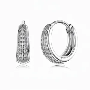 925 Sterling Silver Zirconia Huggie Hoop Earrings For Women Minimalist Geometric Arc Shape Gold Silver Plated Jewelry Gift