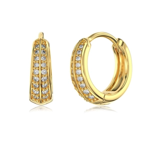 Luxurious S925 sterling silver hoop earrings with curved multi-row zircon inlay design