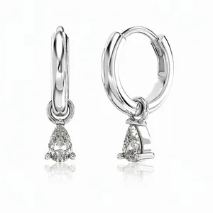 Orecchini a Pendente in Argento Sterling 925 Con Zirconia a Goccia d'Acqua per Donna Eleganti Gioielli di Moda di Lusso Leggeri