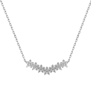 Collier en argent S925 avec fleurs incurvées et zircons scintillants au design smile