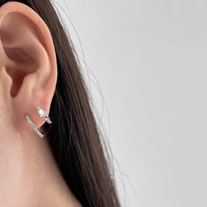 Minimalist S925 sterling silver hoop earrings with waterdrop zircon and micro-pave setting