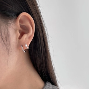 Elegant S925 sterling silver hoop earrings with zircon pavé and teardrop crystal