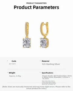Detail showing 925 sterling silver earring specs with 8x10mm ice-cut cubic zirconia