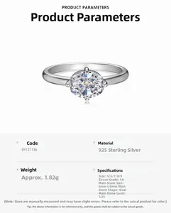 Detail specifications of 925 sterling silver V-shape ring with 1.25ct oval zircon gem