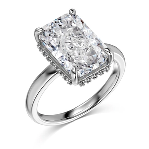 Classic S925 sterling silver ring with 5ct radiant cut cubic zirconia in a 4-prong setting