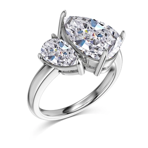 S925 sterling silver ring with dual pear-cut 8A zircon stones for wedding jewelry