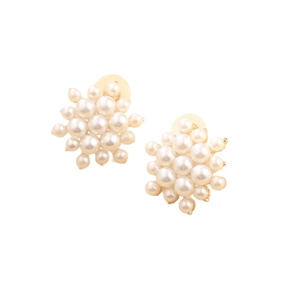 Boucles d'oreilles élégantes en perles et strass en forme de fleur avec base dorée DIY