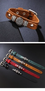 Wikinger Vegvisir Kompass Lederarmband Set in Schwarz, Braun, Rot und Dunkelgrün Farben