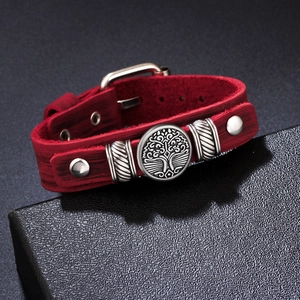 Retro Tree of Life Leather Bracelet Adjustable Cowhide Punk Alloy Medallion Hand Strap For Men Women Unisex Jewelry Gift