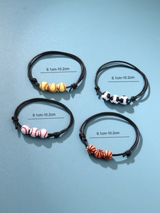 Braccialetti intrecciati regolabili con ciondoli da baseball, calcio, tennis e basket