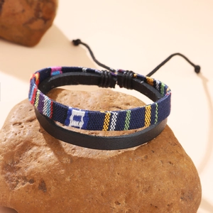 Ethnic Exotic Handmade Woven Leather Bracelet Multi-color Adjustable Braided Rope Bracelet For Women Men Vintage Bohemian Jewelry