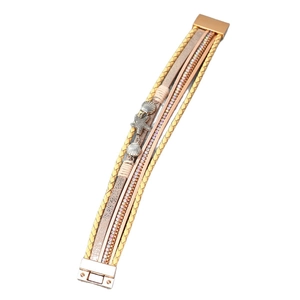 Bracelet enveloppant en cuir multicouche bohème avec breloques étoile de mer et coquillage