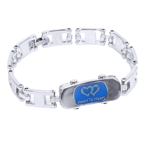 Bracelet à maillons argentés avec pendentif émaillé bleu Heart To Heart pour femmes