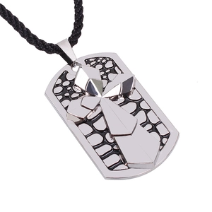 Vintage Alloy Cross Dog Tag Pendant Necklace For Men Cool Street Style Gothic Religious Jewelry Antique Silver Black Cord