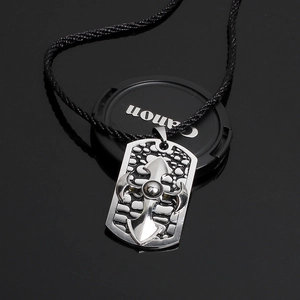 Men Vintage Gothic Cross Pendant Necklace Antique Silver Alloy Religious Shield Pendant With Black Wax Rope Cord Jewelry For Men