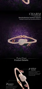 Gros plan du bracelet tulipe avec placage en or 18 carats et pavé de cristaux blancs