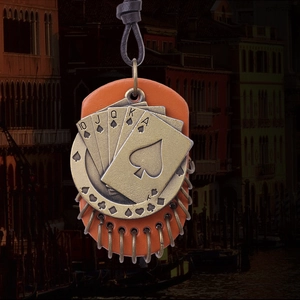 Vintage Poker Card Pendant Necklace For Men Genuine Leather Cord Alloy Spade Royal Flush Poker Charm Retro Punk Hip Hop Jewelry