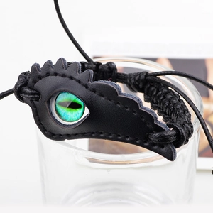 Bracelet Tressé en Cuir Punk Mauvais Œil Pour Hommes Femmes Réglable Œil de Dragon Aile Bijoux Gothiques Bracelet Fait à la Main