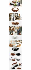 Detail view of 1.5cm width multi-layer leather wrap bracelet with adjustable metal buckle