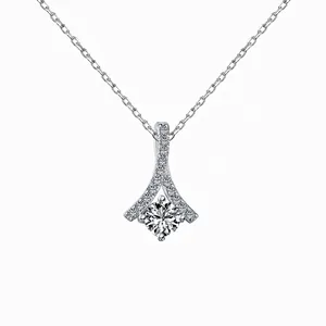 925 Sterling Silver Zirconia Pendant Necklace For Women Elegant V-Shape Geometric Clavicle Chain Luxury Design Jewelry Gift