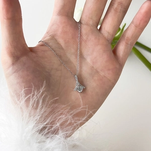 Elegant S925 sterling silver wishbone pendant necklace with a brilliant round centerpiece