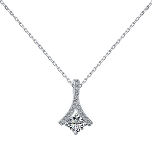 Elegant S925 sterling silver necklace with Y-shaped pendant and round brilliant cut stone