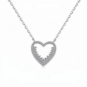 925 Sterling Silver Heart Pendant Necklace For Women Hollow Design Zirconia Inlaid 18K Gold Plated Chain Necklace Elegant Jewelry Gift