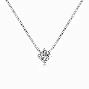 S925 Sterling Silver Minimalist Zirconia Pendant Necklace For Women Light Luxury Snake Chain Geometric Neck Jewelry Gift