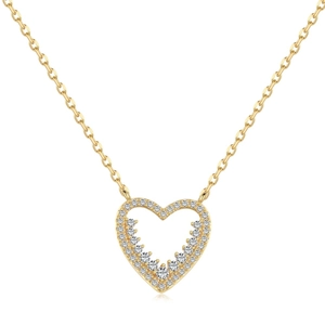 Luxurious S925 sterling silver heart necklace with zircon pave setting and golden finish