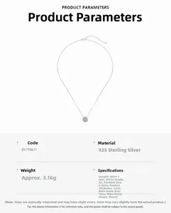 Detail specifications of 925 sterling silver necklace with a 7mm round cubic zirconia pendant