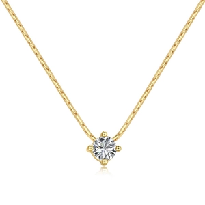Minimalist S925 sterling silver necklace with 4mm zircon pendant in gold finish
