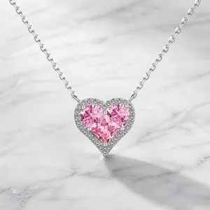925 Sterlingsilber Herz Anhänger Halskette Zirkonia Eingelegt Luxus Schmuck Schlüsselbeinkette Für Damen Valentinstag Geschenk