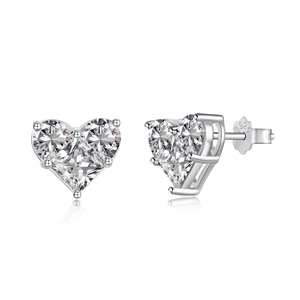 Elegante S925 Sterling Silber Herz Ohrstecker mit funkelndem Zirkonia-Stein Besatz